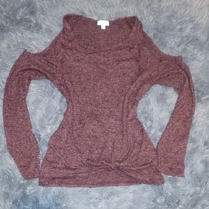 C Off-the-Shoulder Sweater - Burgundy